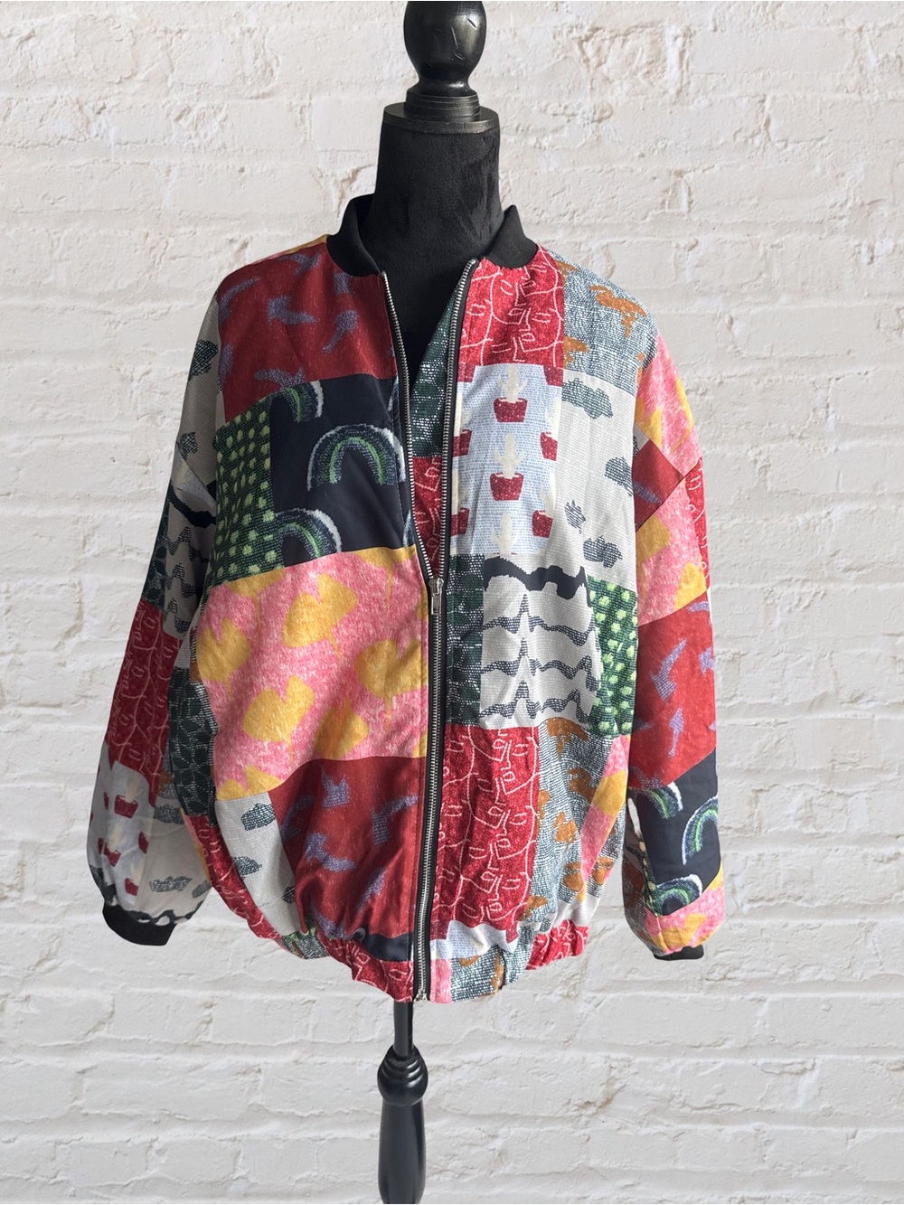 Source Unknown Multicolor Patchwork Bomber Jacket